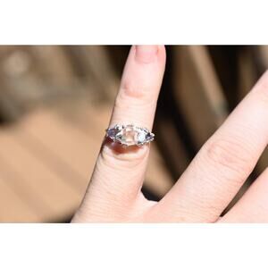 Engagement ring Herkimer diamond and tanzanite ring size 4 5 6 7 8 9 10 11